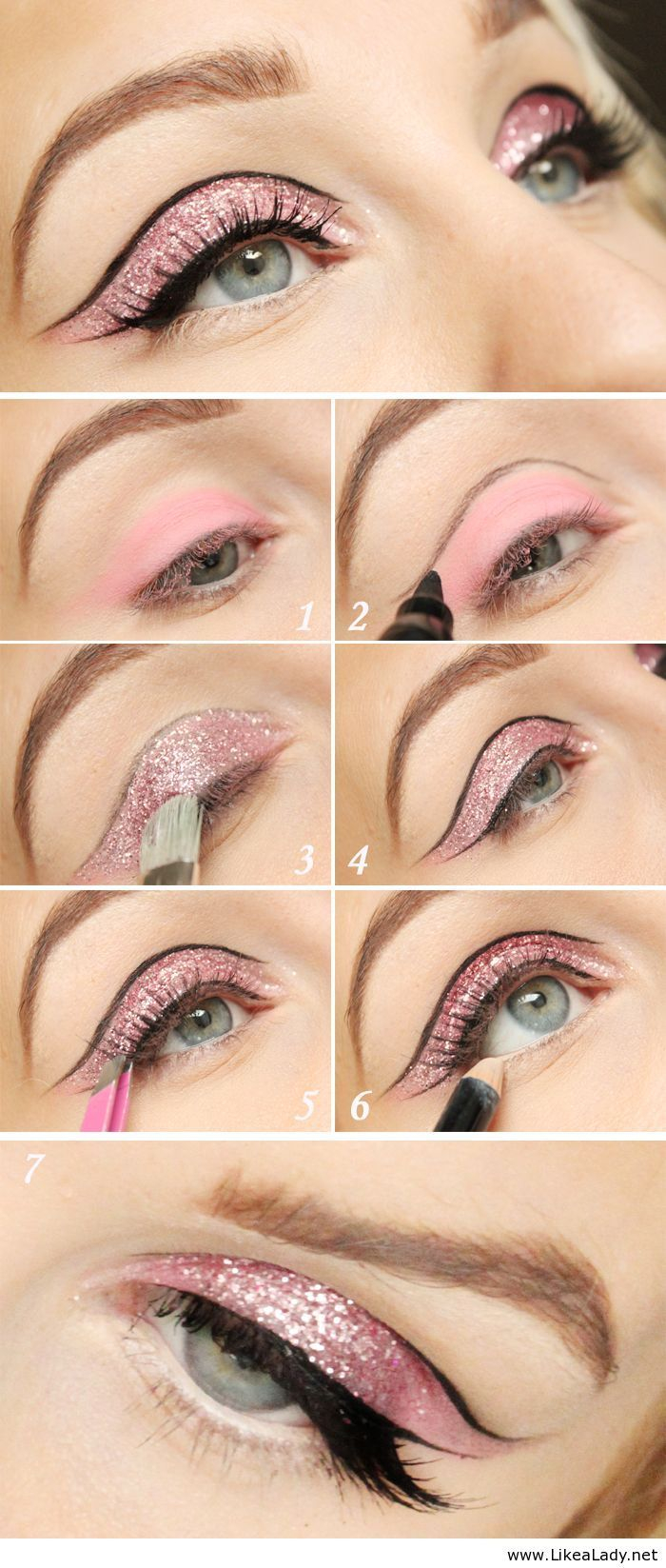Pink And White Eye Makeup A Collection Of 40 Best Glitter Makeup Tutorials And Ideas For 2019