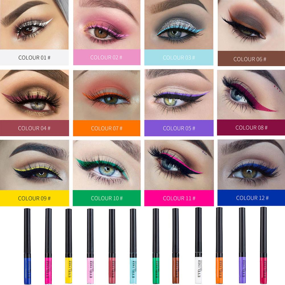 Pink And White Eye Makeup Colorful Liquid Eyeliner Waterproof Matte Pigment Eyes Makeup For