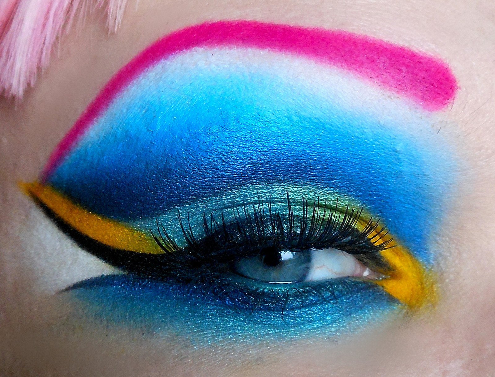 Pink And Yellow Eye Makeup Blue Yellow Eye How To Create A Rainbow Eye Makeup Beauty And