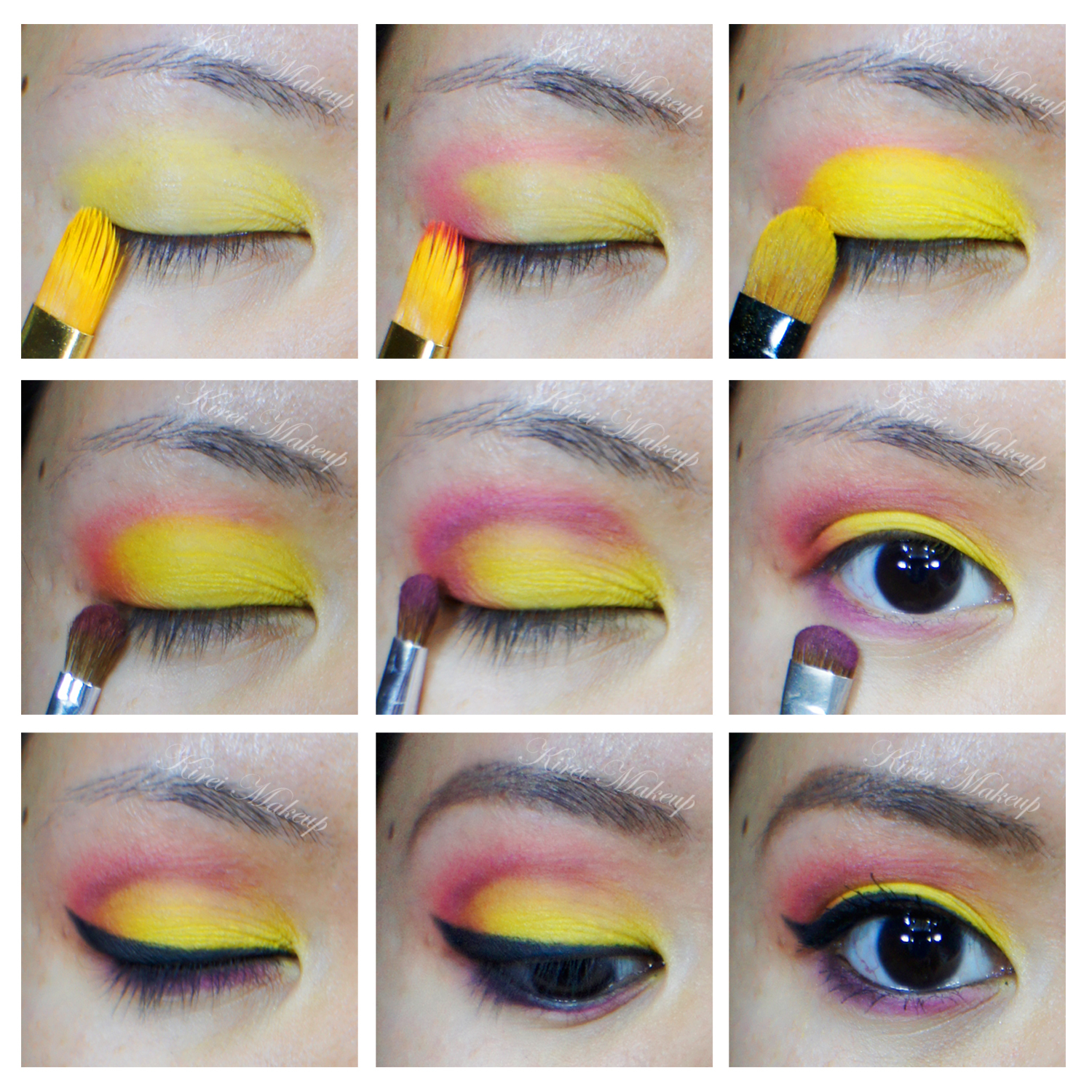 Pink And Yellow Eye Makeup Fiery Kirei Makeup