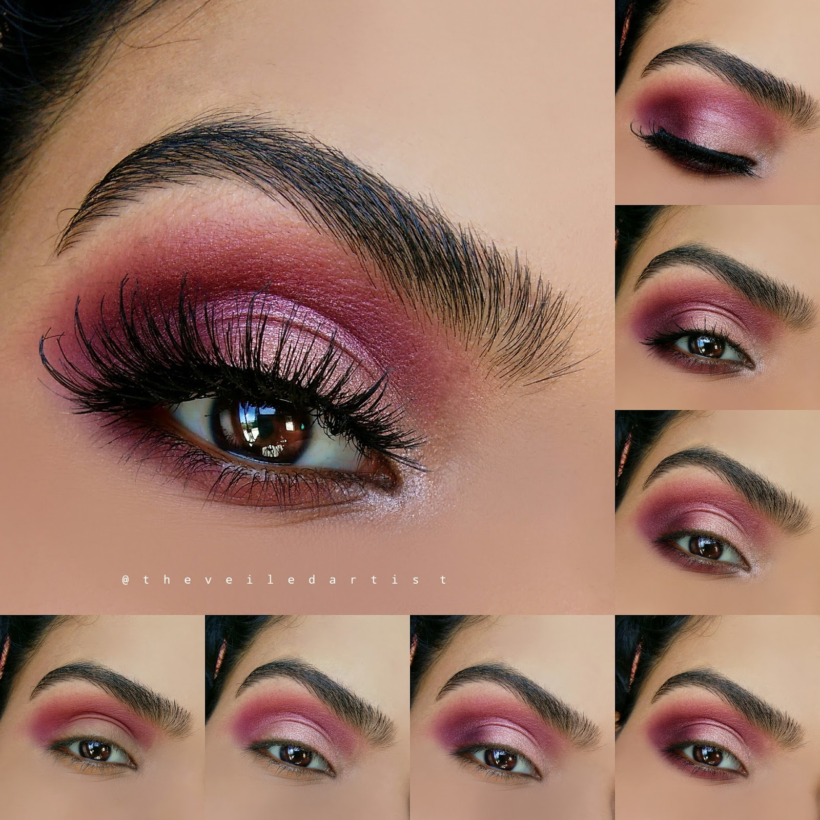 Pink Eye And Makeup Romantic Shimmery Pink And Burgundy Smokey Eyes Tutorial Fall