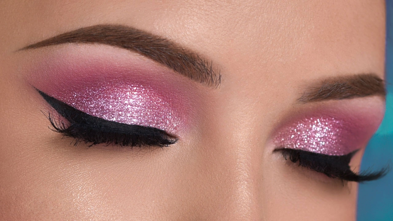 Pink Eye Makeup Pink Glitter Smokey Eye Makeup Tutorial Youtube