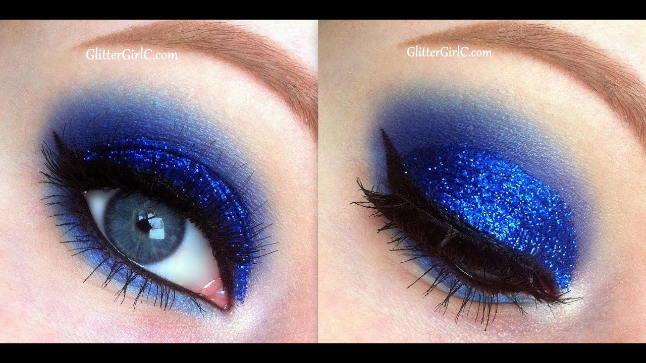 Prom Makeup For Blue Eyes Blue Glittery Prom Makeup Youtube