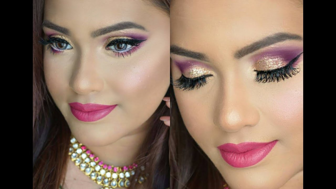 Purple And Gold Eye Makeup Tutorial Eid Makeup Tutorial Dramatic Purple Gold Glitter Eye Makeup Look