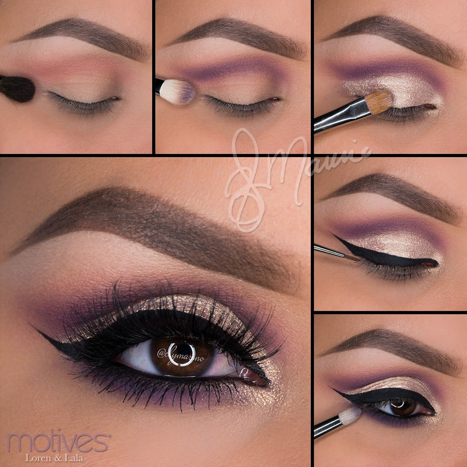 Purple And Gold Eye Makeup Tutorial Gold And Purple Shimmer Look Using Motives Cosmetics