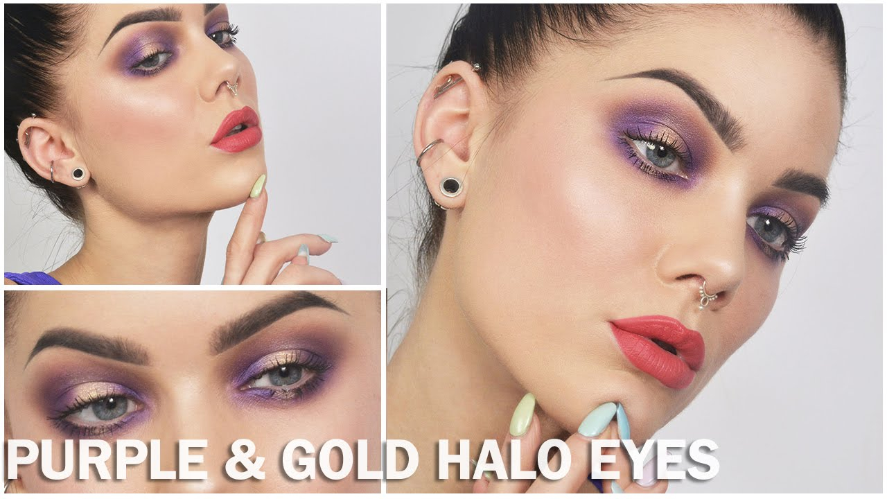 Purple And Gold Eye Makeup Tutorial How To Do Purple Gold Halo Eyes Linda Hallberg Youtube