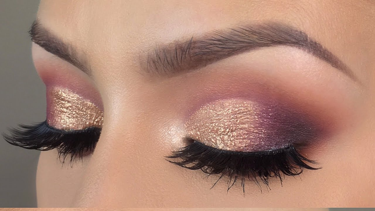 Purple And Gold Eye Makeup Tutorial Purple Gold Cut Crease Makeup Tutorial L Huda Beauty Desert Dusk