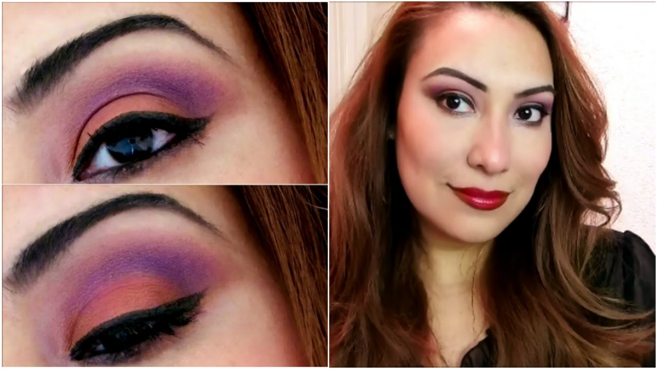 Purple Makeup Brown Eyes Purple Copper Eye Makeup For Brown Eyes Youtube