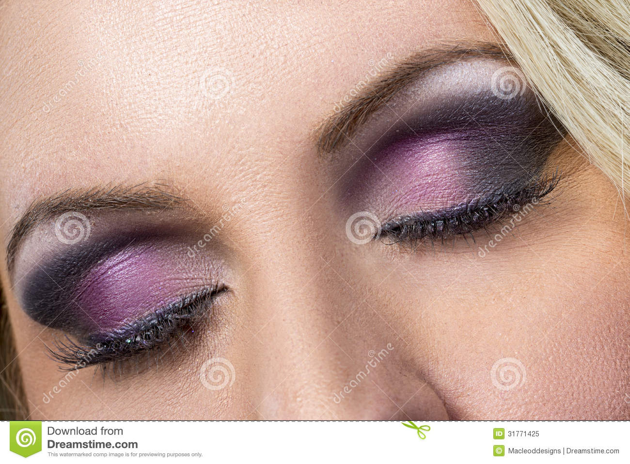 Purple Smokey Eye Makeup For Brown Eyes Closeup Of Black And Purple Smokey Eye Stock Image Image Of