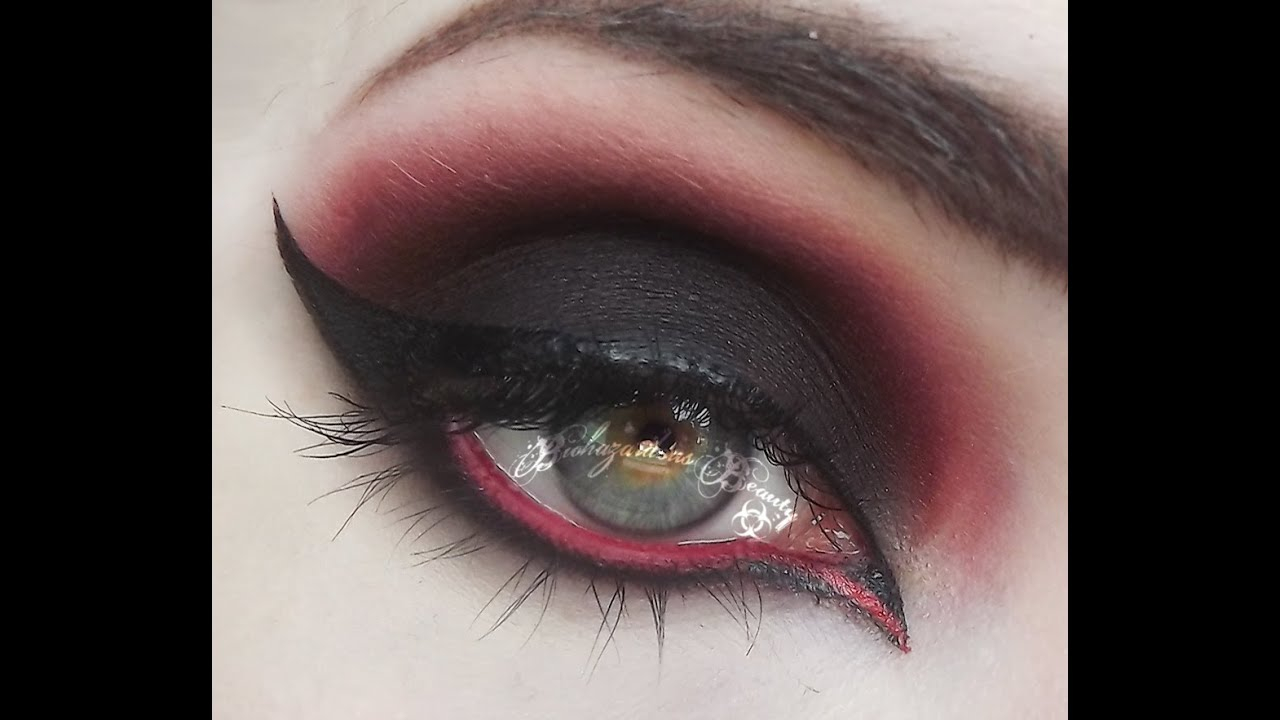 Red And Black Eye Makeup Black And Red Gothy Makeup Tutorial Youtube