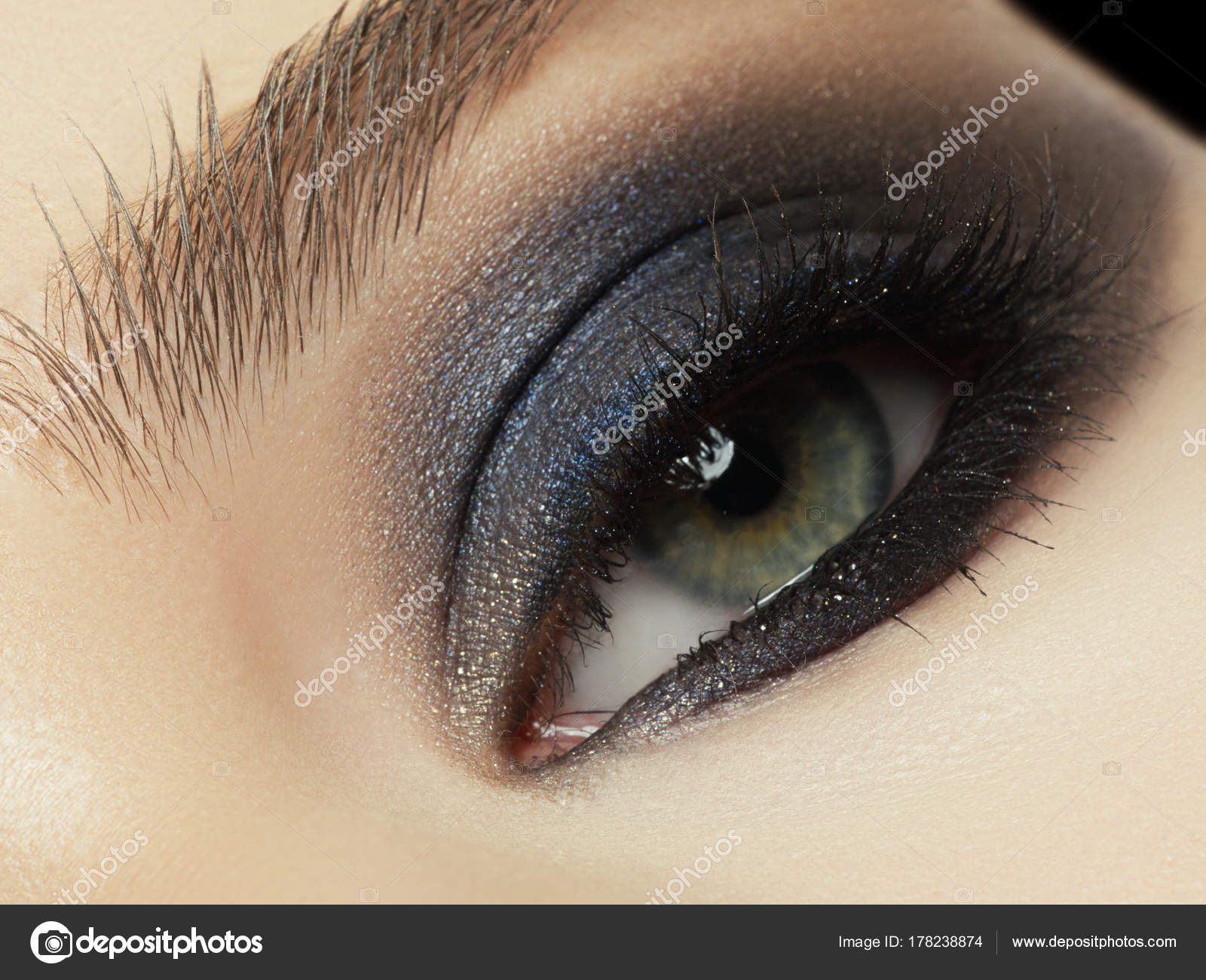 Red And Black Eye Makeup Close Up Of Blue Woman Eye With Beautiful Brown With Red And Orange
