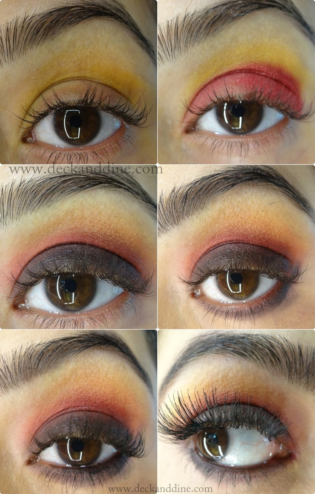 Red And Black Eye Makeup Step Step Tutorial Autumn Burnt Red Yellow Black Eye Makeup