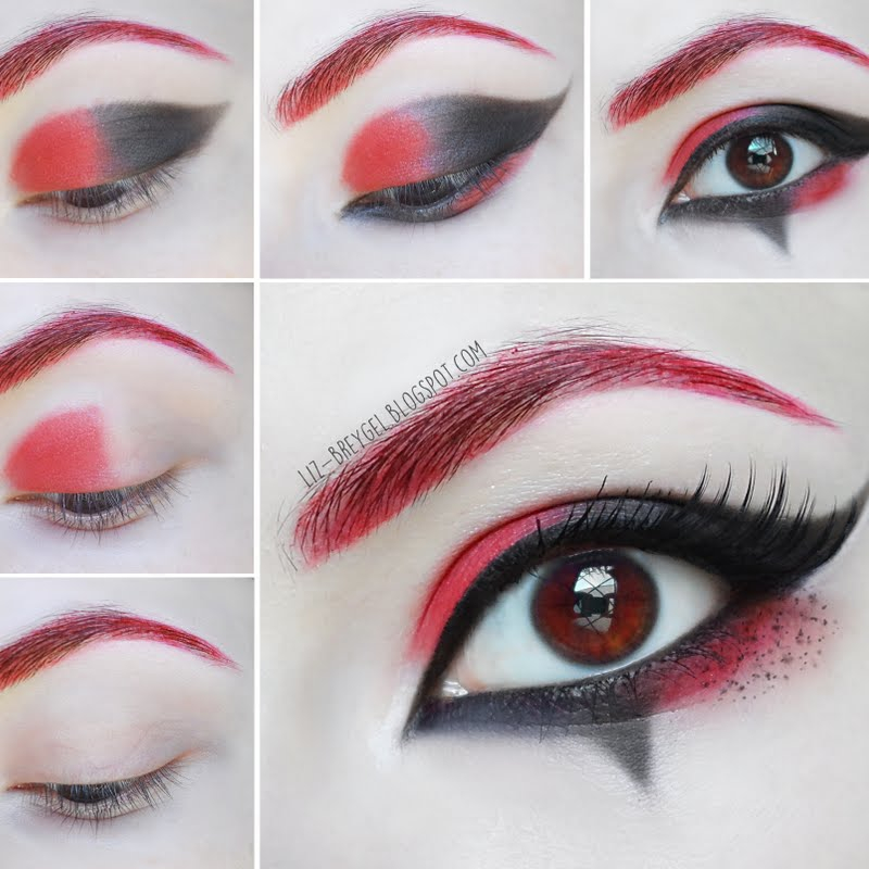 Red Halloween Eye Makeup Halloween Makeup Tutorial Harley Quinn Elizabeth B Preen