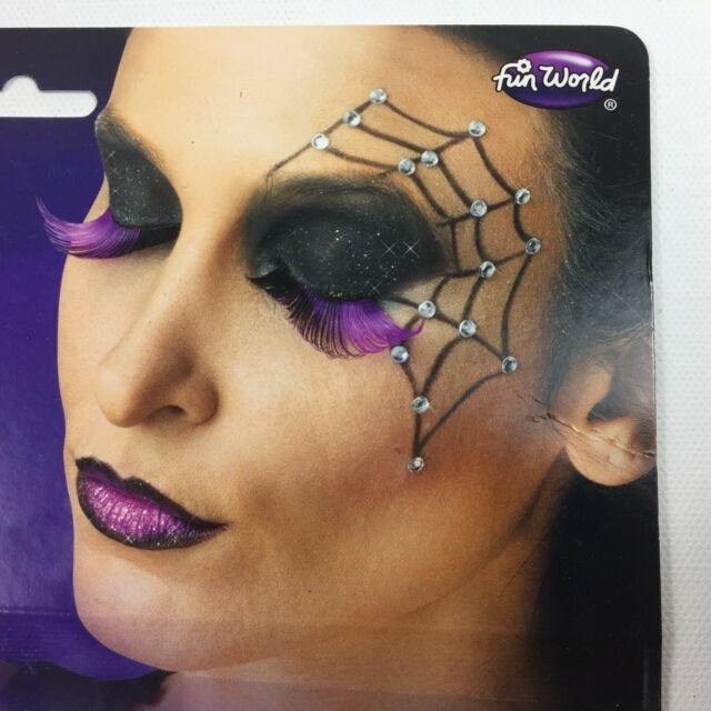 Spider Web Makeup On Eyes Halloween Spider Web Eyes Makeup Kit Eyelashes Rhinestone Black