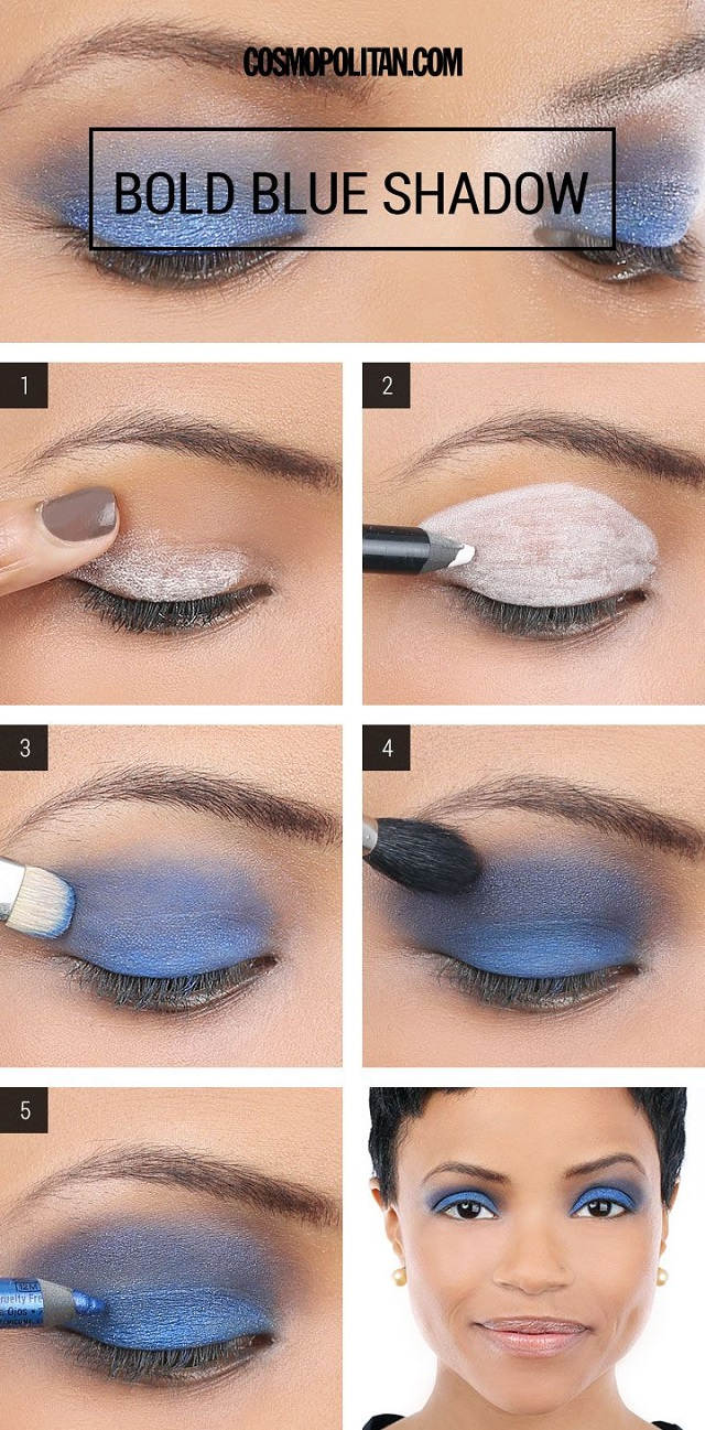 Step By Step Smokey Eye Makeup For Blue Eyes Blue Smokey Eyes Diy Makeup Tutorial Alldaychic