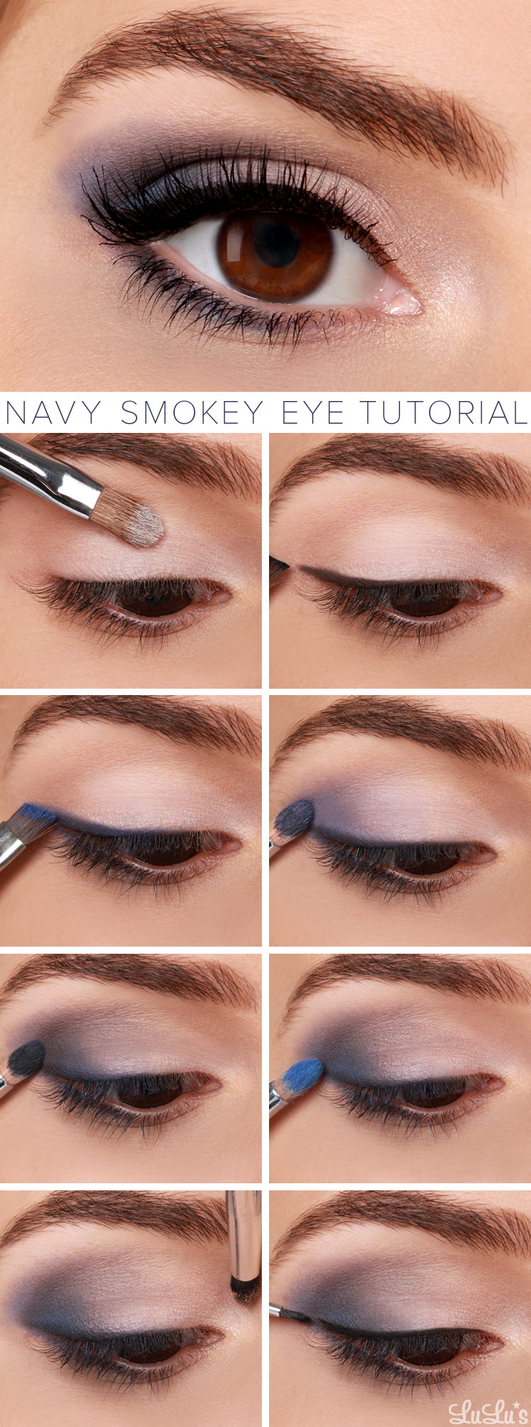 Step By Step Smokey Eye Makeup For Blue Eyes Lulus How To Navy Smokey Eye Makeup Tutorial Lulus Fashion Blog