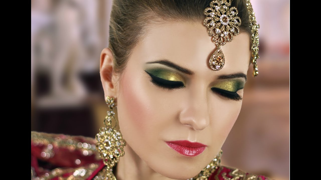Wedding Makeup For Green Eyes Gold And Green Smokey Eye Bridal Makeup Tutorial Asian Indian