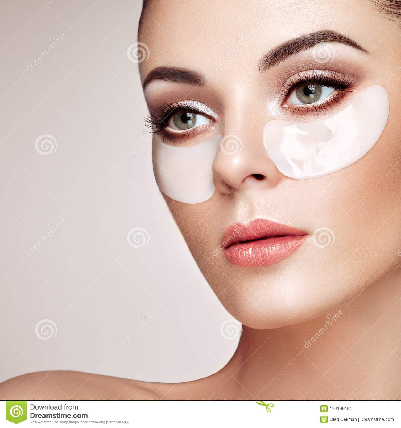 White Makeup Under Eyes Portrait Of Beauty Woman With Eye Patches Stock Photo Image Of