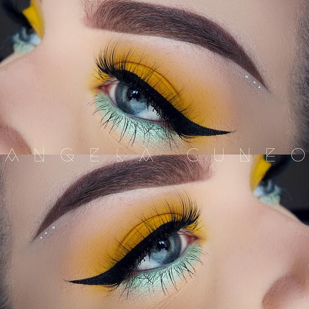 Yellow Eye Makeup Pin Mothyfeathers On Face Goodust Makeup Eye Makeup Yellow