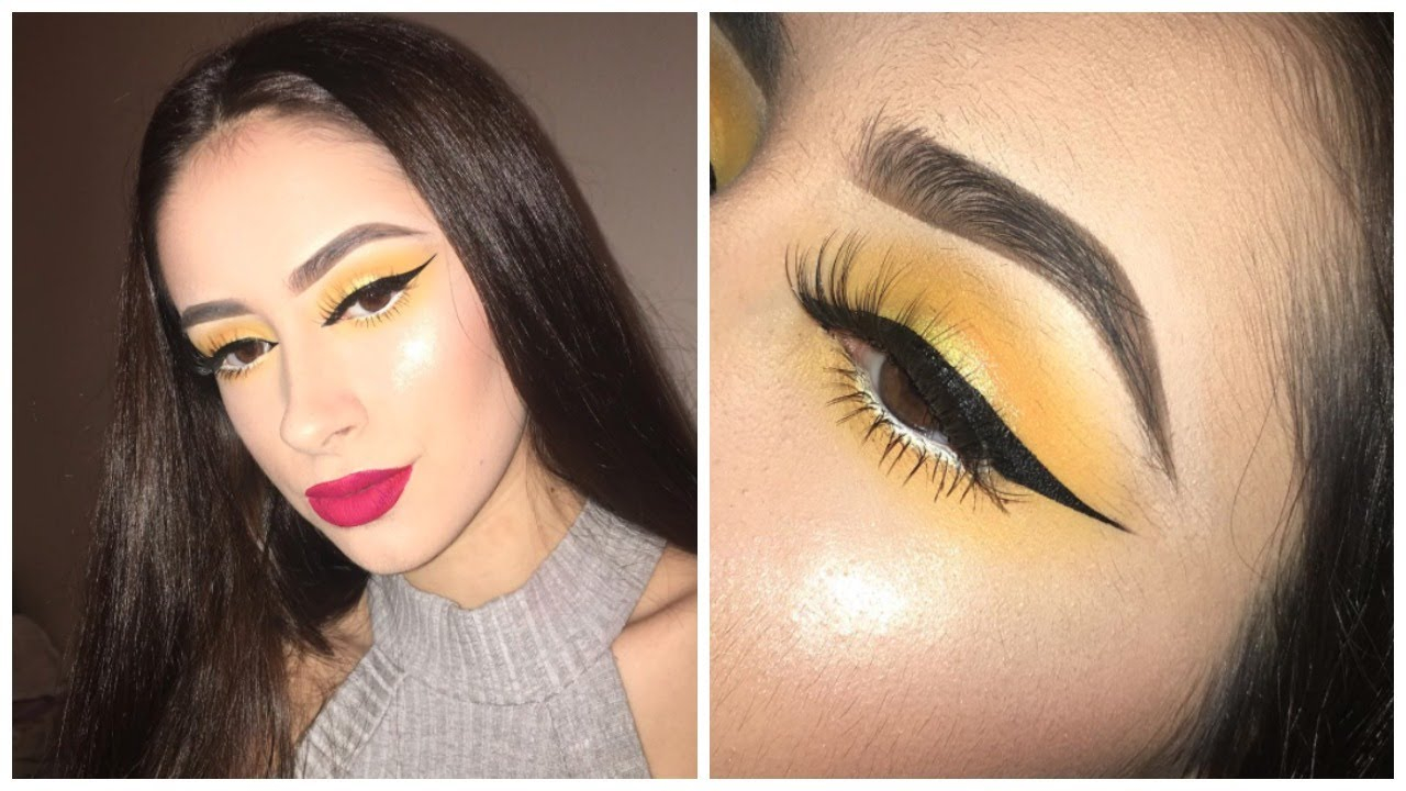 Yellow Eye Makeup Yellow Eyes And Red Lips Makeup Tutorial Youtube